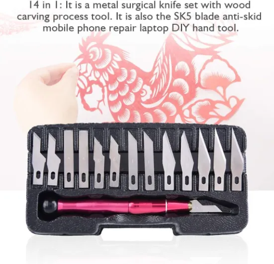 Cutter de Précision DIY Set Couteau à Découper en Métal Kit Outils de R éparation Téléphone/PC pour Travaux d'art Découpage Sculpture etc.