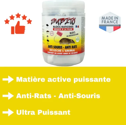 Raticide Professionnel Puissant 300g - Élimination Rapide des Rats et Souris – Appât/Poison Haute Appétence Foudroyant - Utilisation Intérieure et Extérieure – Anti Rongeur/ Mort aux rats Efficace