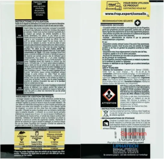 Pack Raticide Professionnel Rats & Souris Diféthialone 0,25% – Appât Très Puissant Rats Résistants – Infestations Sévères Maison Cave Grenier – Sachet Blanc - 150 g Blanc 1