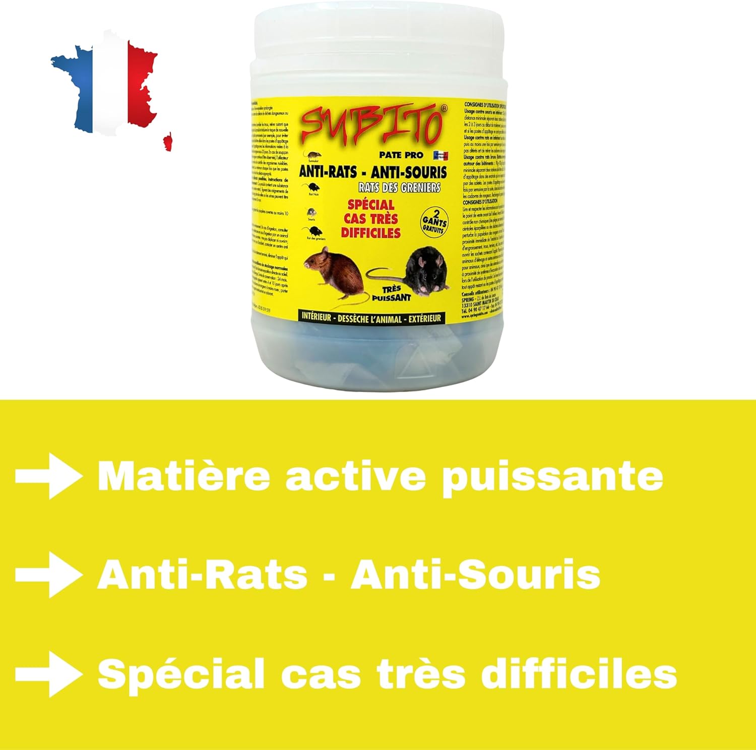 Raticide Professionnel Puissant 150g - Élimination Rapide des Rats et Souris – Appât/Poison Haute Appétence Foudroyant - Utilisation Intérieure et Extérieure - Anti Rongeur/ Mort aux rats Efficace