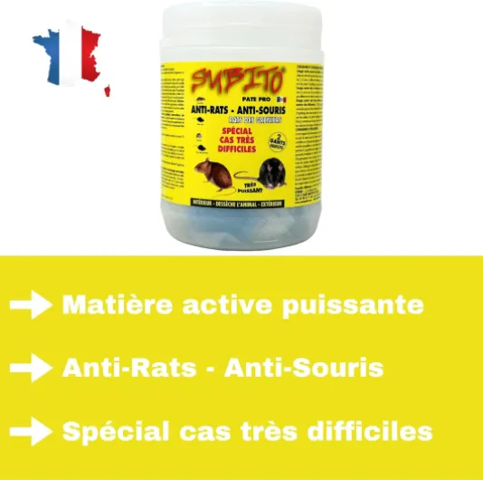 Raticide Professionnel Puissant 150g - Élimination Rapide des Rats et Souris – Appât/Poison Haute Appétence Foudroyant - Utilisation Intérieure et Extérieure - Anti Rongeur/ Mort aux rats Efficace