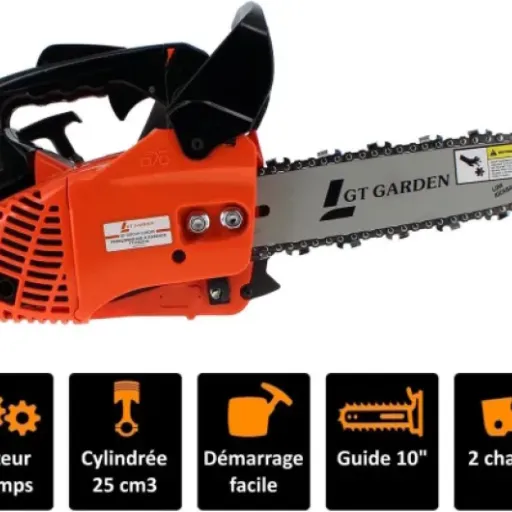 Test GT Garden élagueuse thermique 25 cm3 : petite tronçonneuse pas chère qui fait le job pour l’appoint