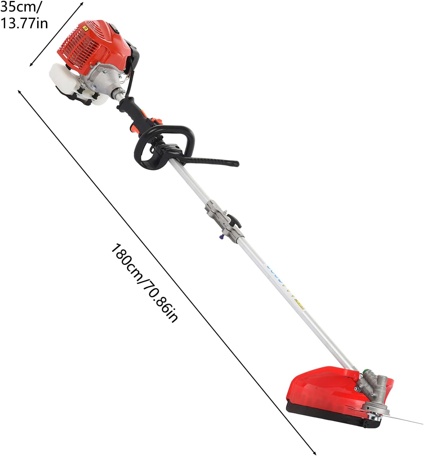 Débroussailleuse Thermique 5 en 1, Taille haie Thermique élagueuse, 52 cm³ 2 Temps avec Accessoires Coupe Bordure tronçonneuse, Outil Jardin Multifonction, 180 cm (Orange)