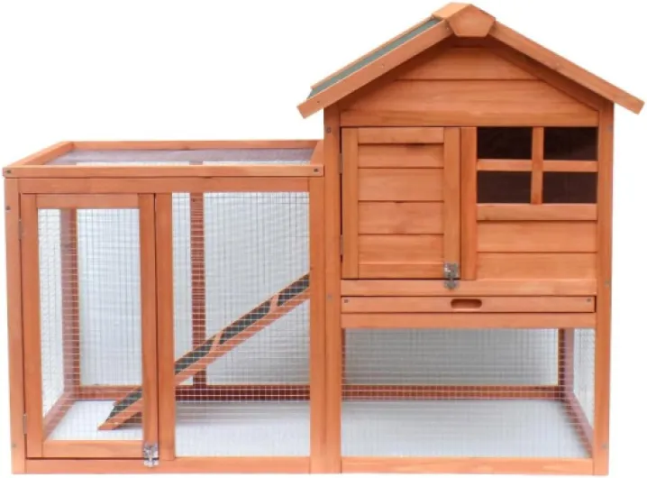 Clapier – 1220 x 630 x 920 mm – 2 étages – Toit bitumé – Bois Sapin – avec Rampe, Enclos et bac Amovible – Abri Cage pour rongeurs Poulailler Lapinière Nichoir Espace Libre pour Petits Animaux