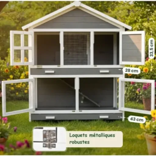Test Clapier Murmel 115 x 60 x 118 cm : une cabane correcte pour lapins, mais avec quelques limites