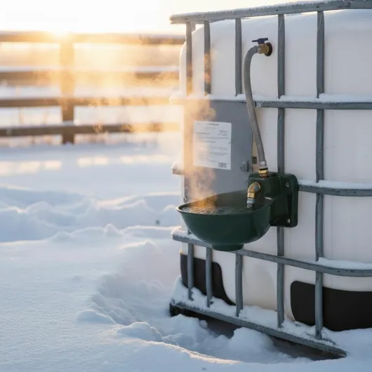 Agrarzone Abreuvoir Chauffant avec Valve Tubulaire 230V - antigel jusqu'à -25 °C, avec Thermostat Automatique - bac d'abreuvoir Chauffant pour Chevaux sans traçage électrique 31 W