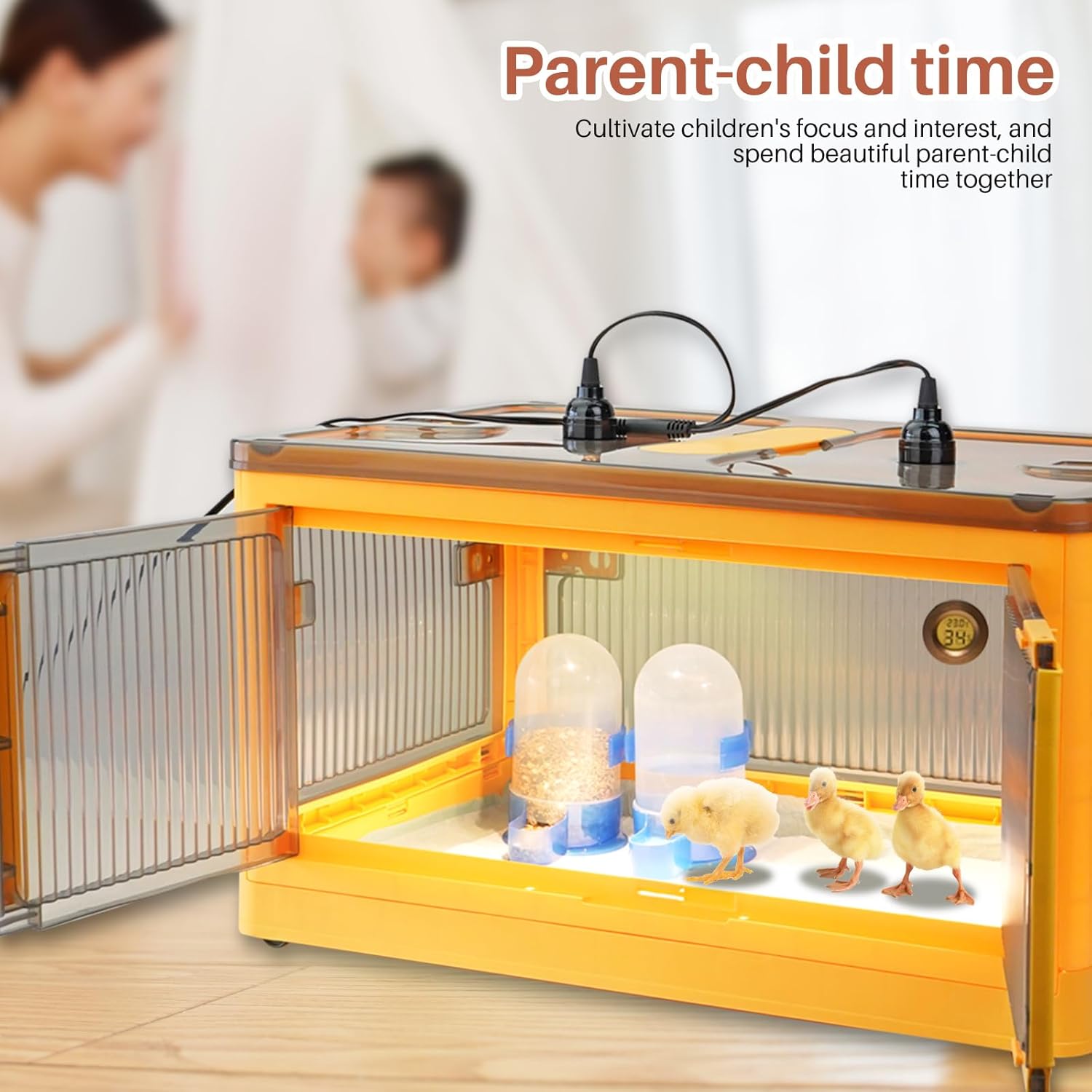 Boîte Chauffant Poussin En Plastique, Cubateur De Couvain Avec Lampe Chauffage De Poulailler, Mangeoires Et Abreuvoirs Pour Poulets, Incubateur Pour Volaille, Reptiles, Lapin, Chaton, Chiot