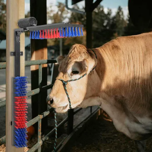 Brosse à Gratter pour Bétail, Brosse de Massage pour Vache Rouge et bleu 84 x 10 x 91 cm PVC