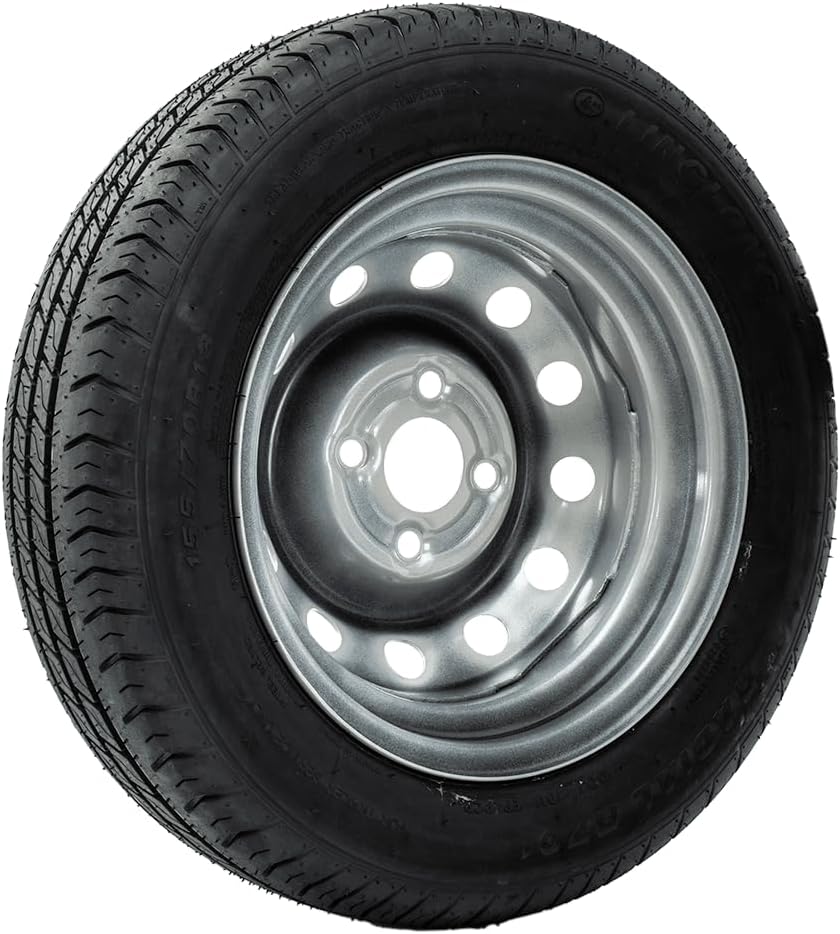 Kit 2 Roues Remorque LINGLONG 155/70 R13 75N avec Jantes Acier UNITRAILER 4Jx13" H2 4x100 ET30 – Roue Complète 13 Pouces pour Remorque Légère, Caravane, Roue de Secours