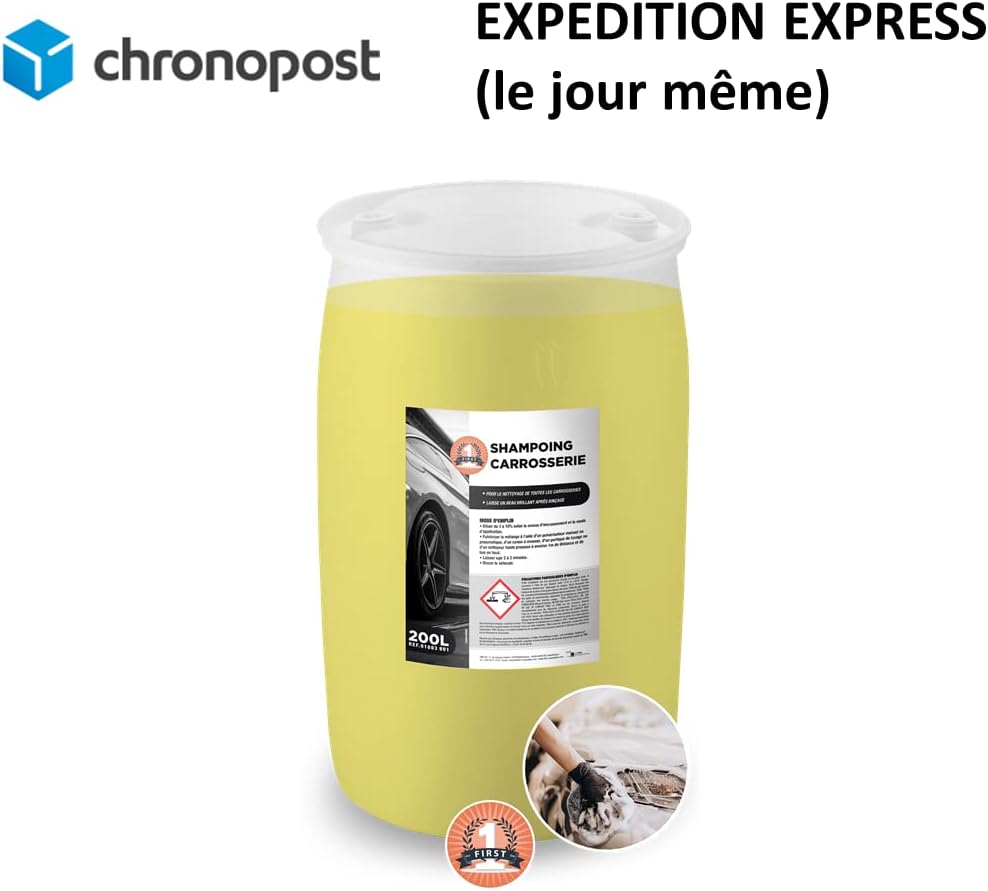 WORKFIRST - Shampoing Nettoyant Voiture Efficace Sans Trace et Haute Brillance Economique et Concentré - Lavage haute pression ou Manuel (200)