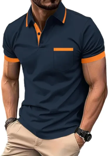 SwissWell Lot de 3 Polo Homme Manches Courtes Polo de Golf Léger Lot de Polos été Pack 3 T Shirt de Travail Respirant Noir Orange Marine Rose 3XL