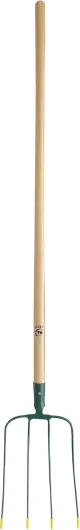 , Fourche à Fumier 4 dents, Largeur: 22 cm, Manche Bois 130 cm, Acier Forgé et Trempé, Longueur totale 171 cm, Largeur 22 cm, Acier forgé et trempé/Bois 4 dents - Douille - Bois
