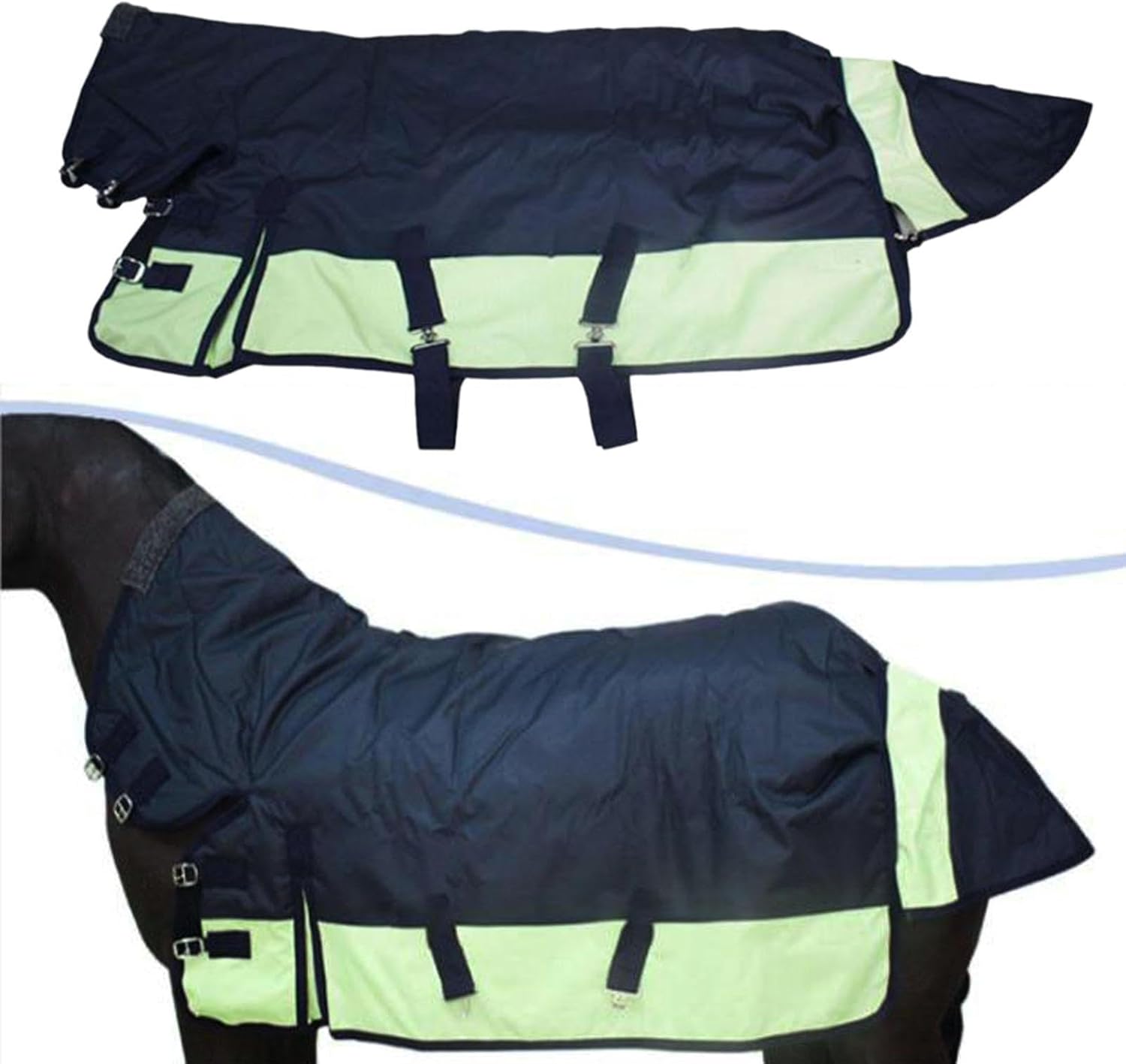 Sharplace Couverture d'hiver pour Cheval, Drap Chaud et Respirant en Tissu Oxford 600D, Couverture d'écurie imperméable, vêtements d'équitation, Navy Blue M