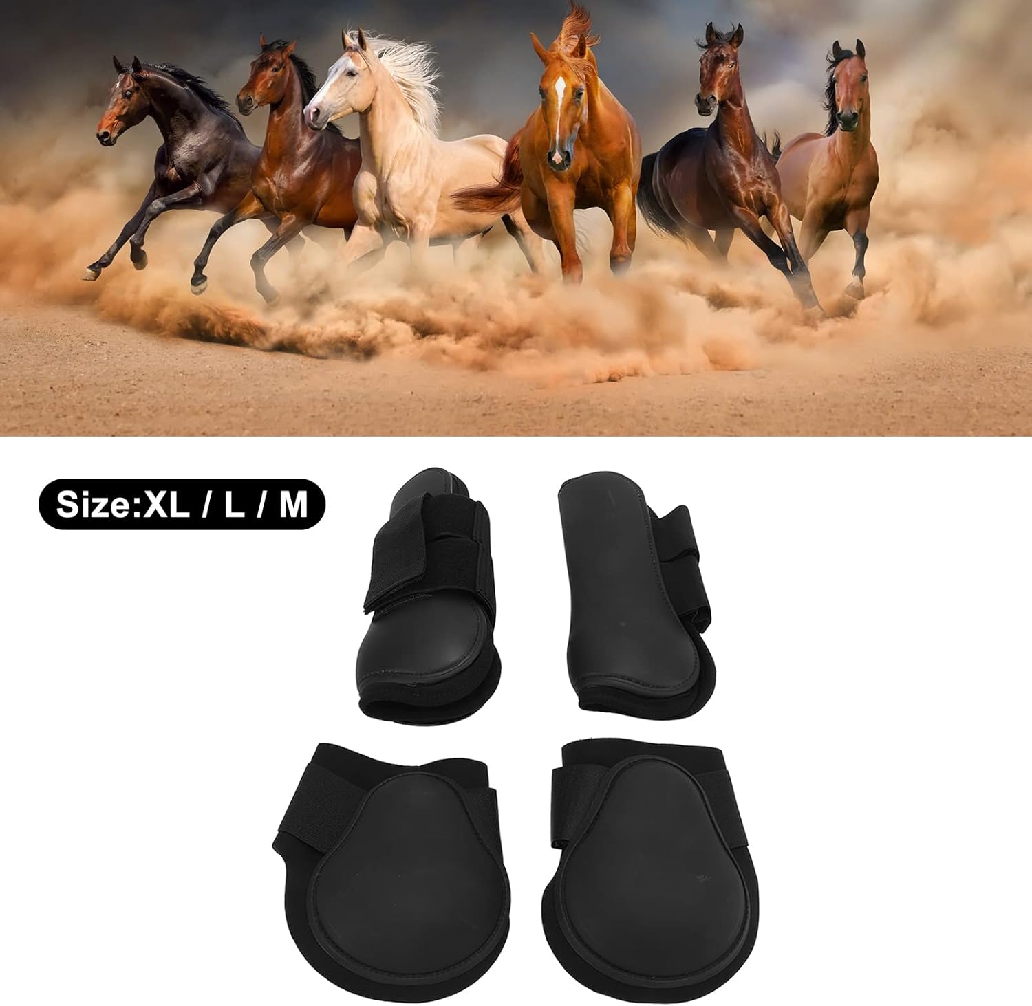 SYH&AQYE 4 pièces orthèse Garde Cheval Tendon Bottes Cheval Avant arrière Jambe Bottes Obstacle Saut Leggings Bottes Cheval Jambe Protection équipement(L)