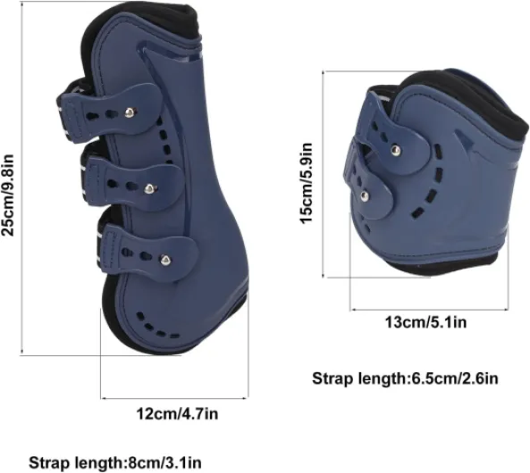 Lot de 4 Bottes Tendons de Cheval Respirantes et Réglables, Bottes de Protection Bleues Ouvertes sur Le Devant pour Le Saut à Cheval (M 380x133mm)