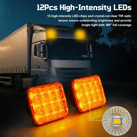 2 gyrophares stroboscopiques LED rechargeables sans fil, lumière d'urgence portable clignotante, beacon d'avertissement magnétique ambré pour camions, remorques, tracteurs et véhicules