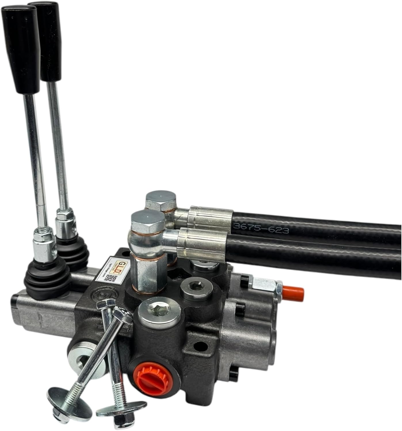 Distributeur oléodynamique pour tracteur 2 leviers simple effet 3/8" 45 litres 300 bar complet avec tubes et raccords rapides fabriqués en Italie