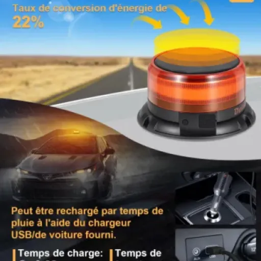 Test Dinfu Gyrophare LED Sans Fil solaire : le gyro simple qui fait le job pour les véhicules de chantier et tracteurs