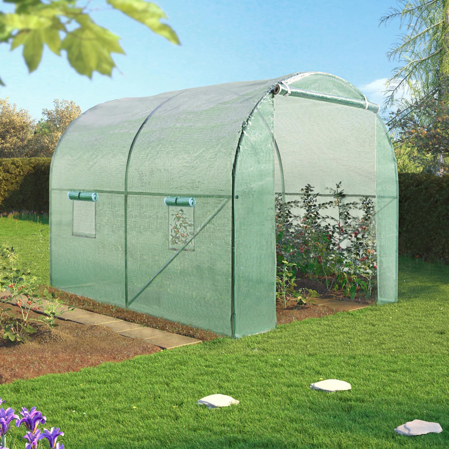 Serre Tunnel de Jardin 6M² Verte Gamme maraîchère Roma 2x3M