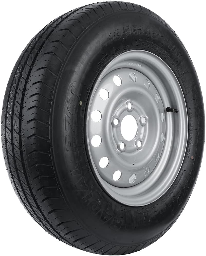 Roue Renforcée Complète pour Remorque 185 R14 C 104/102 N - Jante 5,5Jx14 avec Entraxe 5x112-14 Pouces pour Remorques Utilitaire et Caravane