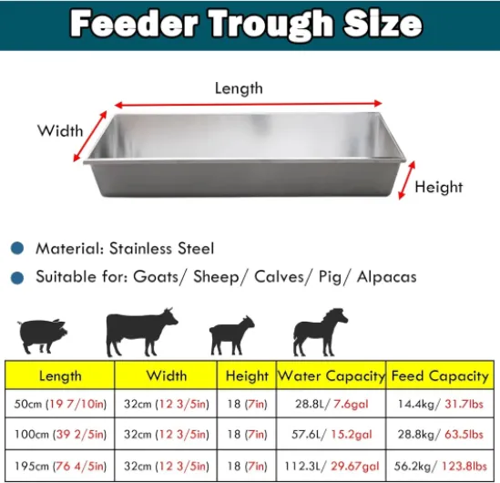 Mangeoire pour bétail chèvres Abreuvoir Pour Bovins Et Moutons, Grande Capacité, Épais, Capacité De Charge De 14, 28 Ou 56 Kg, Facile À Nettoyer - Mangeoires À Foin Pour Animaux(L 39 2/5in (100cm))