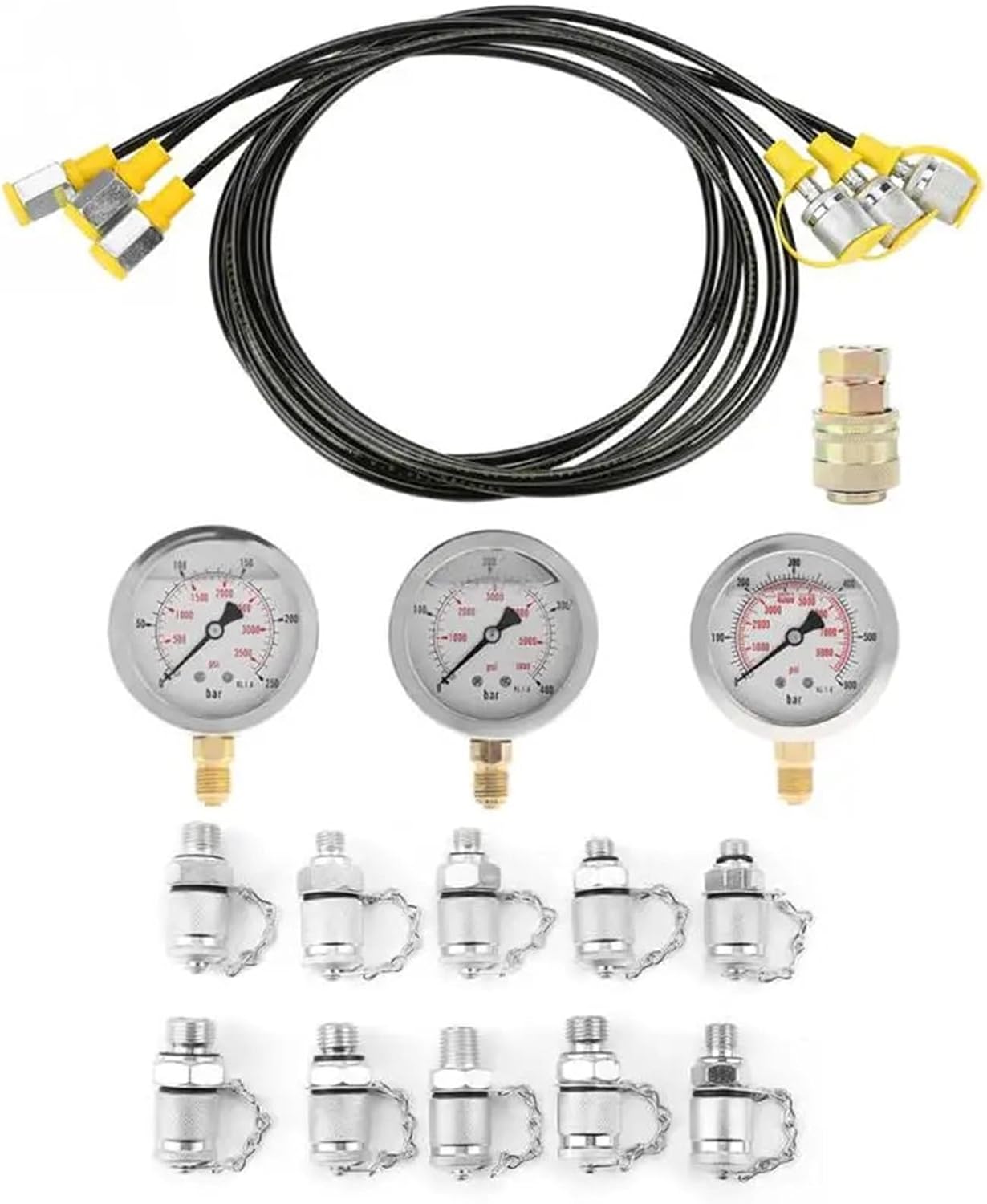Kit de Test de Pression hydraulique pour excavatrice avec raccord de Point de Test et manomètre Manomètre de Pression hydraulique Professionnel