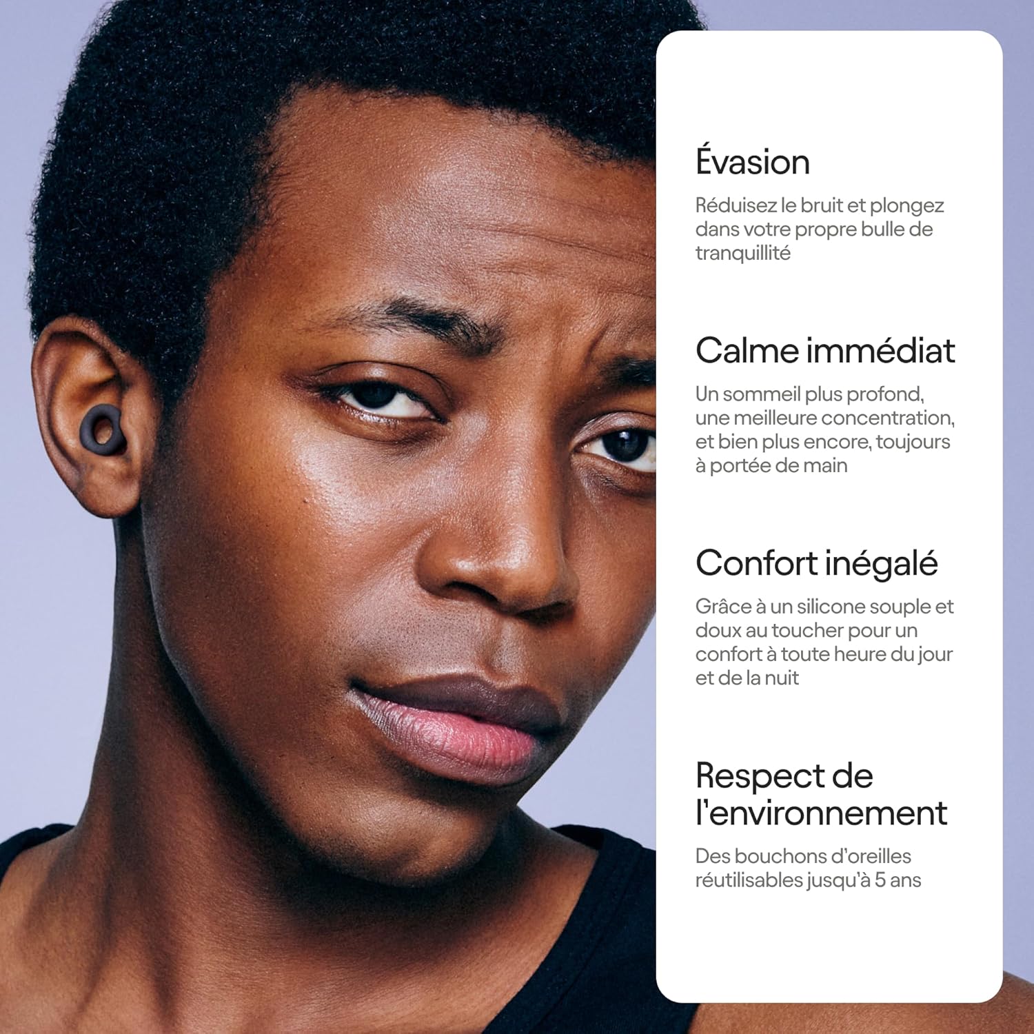 Quiet 2 Bouchons d’oreille – Réutilisables et ultra confortables pour le sommeil, la concentration, les voyages et la sensibilité au bruit - Protection auditive - Réduction du bruit de 24 dB SNR Noir