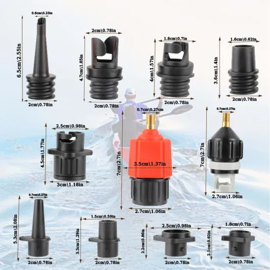 Adaptateur de Pompe Sup Gonflable, Adaptateur de Valve Sup avec 9 Buses, Adaptateur de Pompe air pour Planches pagaie, canoës, Bateaux gonflables, Kayaks, Lits gonflables, etc.
