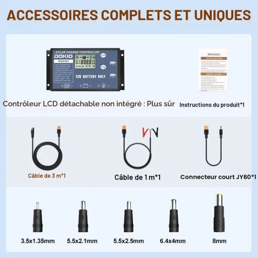 DOKIO 200W Kit Panneau solaire pliable portable monocristallin avec 2 ports USB Pour Plein air - avec 2 ports USB Pour Plein air Unique