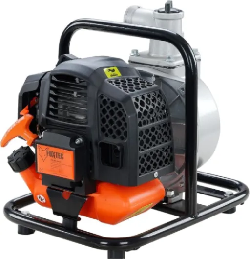 Pompe à eau thermique 2 temps 42 cm3 FUXTEC FX-WP143 - volume aspiration 8.000 l/h, hauteur de refoulement 30 m, hauteur d’aspiration max - 8m - Pompe de jardin ou de bassin à essence 8000 l