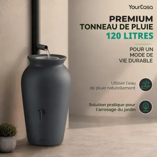 Test YourCasa Amphore de pluie 120L : un récupérateur d’eau qui essaie d’être joli sans trop compliquer la vie
