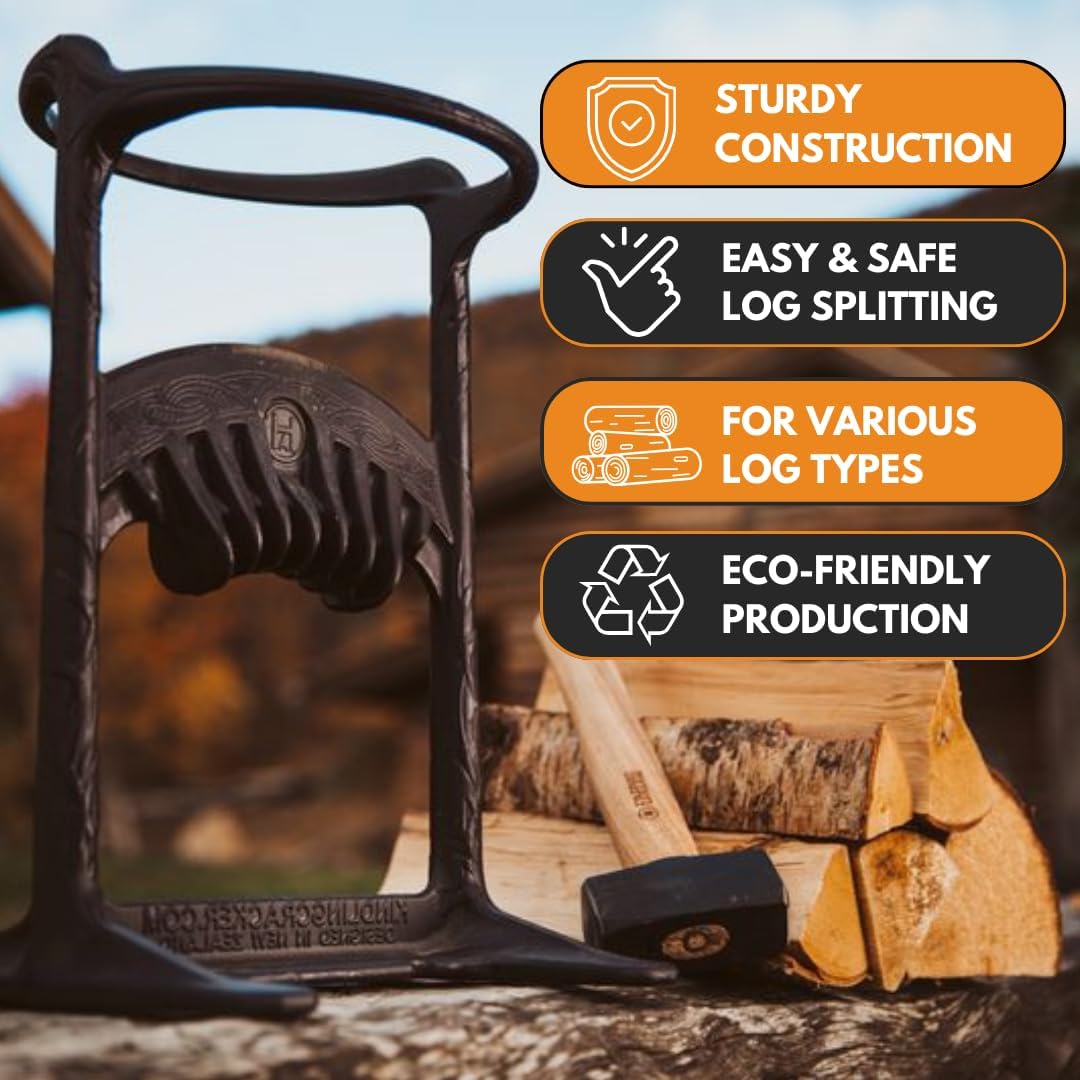Fandango Kindling Cracker King - fendeur de buche XL en Fonte recyclée - fendeur buche Manuel sécurisé pour Bois de Chauffage - Log Splitter Compact pour cheminée, Jardin et Outillage