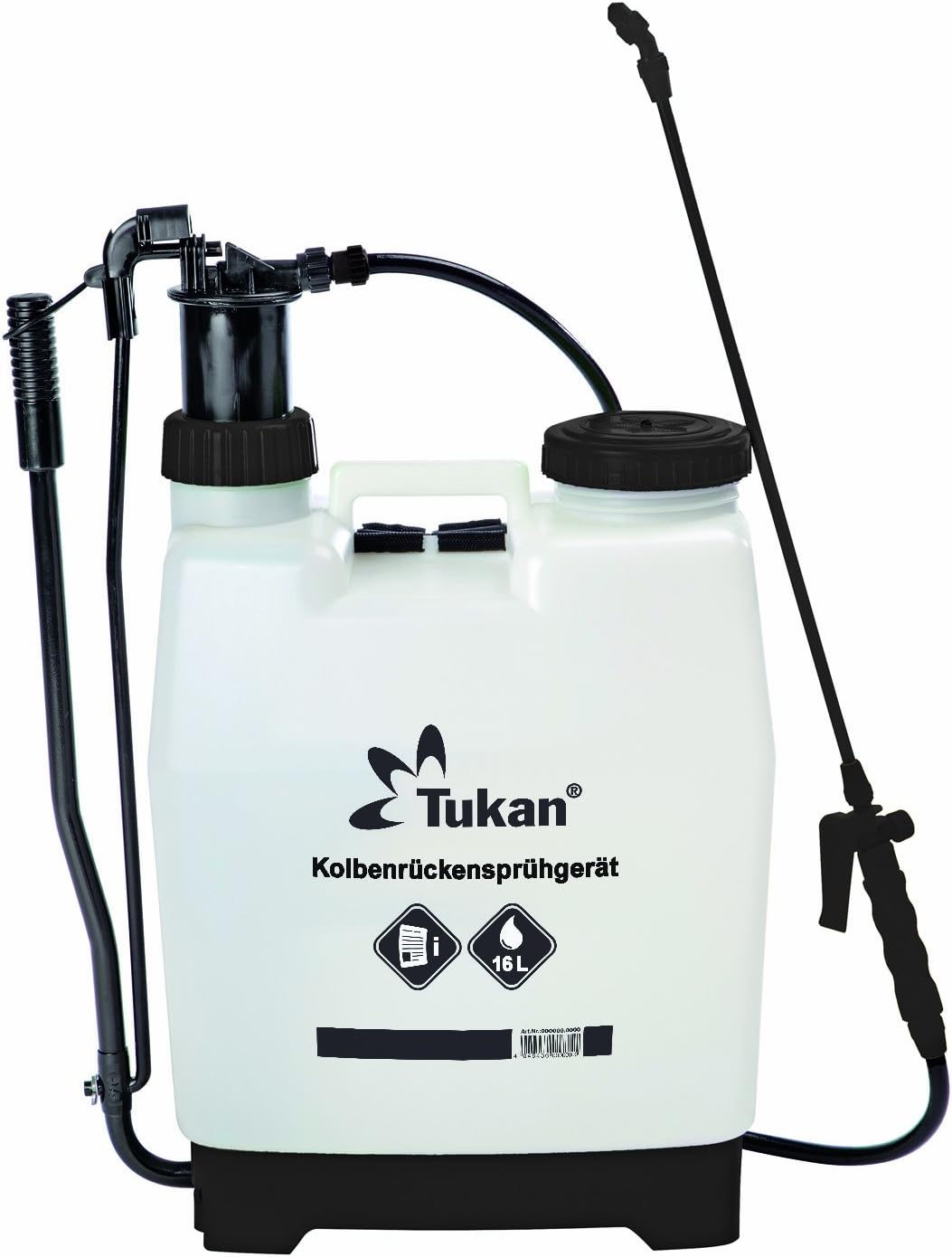 TUKAN 1600 Pulvérisateur à Dos - 16 litres pour Jardin, Forêt & Agriculture - Pompe à piston robuste avec buse réglable - Sangles rembourrées pour l’entretien des plantes sur de grandes surfaces TUKAN 16 litres