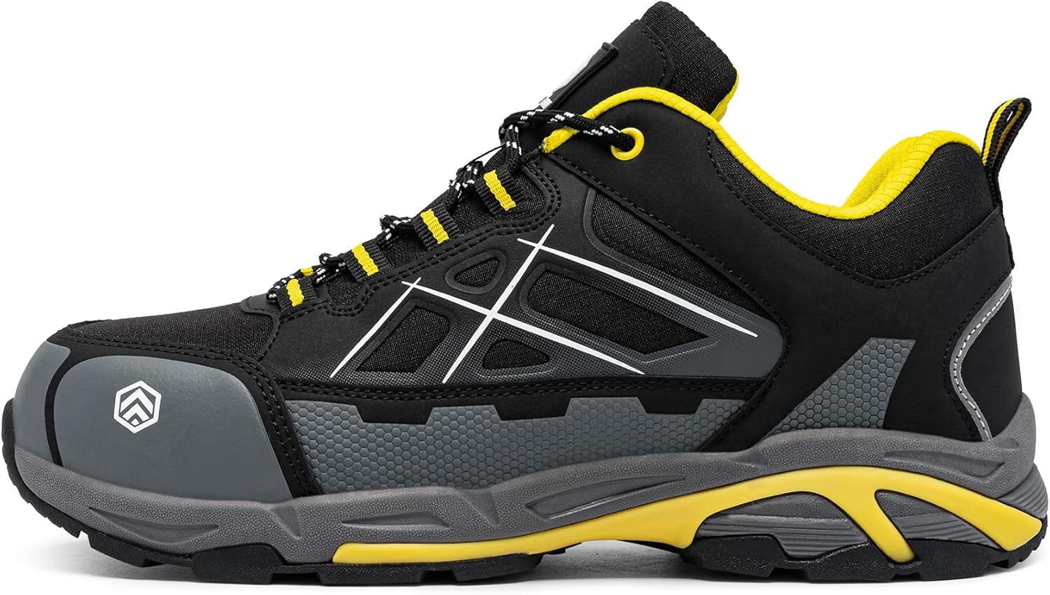 Chaussures de sécurité Hommes Femmes Montante Embout en Acier - Chaussures de Travail Antidérapant Montantes Embout en Acier Bottes de Sécurité Respirante Confort 43 EU Jaune et Gris