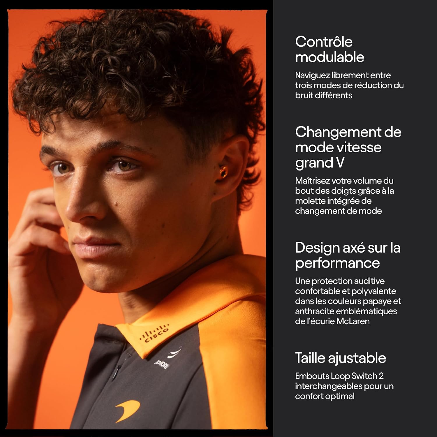 Switch 2 Bouchons d'oreille réglables – 3 modes, plus de contrôle - Réduction de bruit de 20-26 dB (SNR) sur 3 modes - Ajustement flexible - Pour la concentration, les voyages et les festivals Papaya