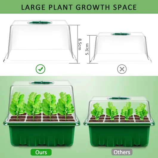 YAUNGEL Mini Serre pour Plantes, 10 Pièces 120 Cellules Intérieure Plateau Semis avec couvercles rehaussés, Bac à semis Pépinière Boîte de Culture Durables, Vert 12 Cellules Vert