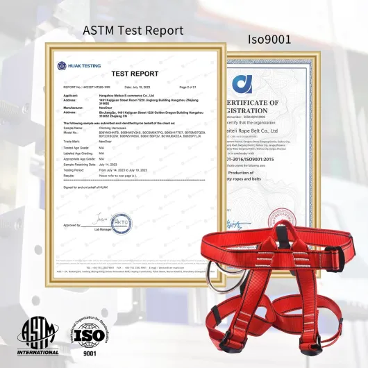 NewDoar Certifié UIAA & CE Harnais d'escalade,Baudrier Escalade,Harnais d'escalade d'alpinisme,Demi-Harnais pour la Descente en Rappel de l'escalade d'arbre de Sauvetage en Cas d'incendie arboriste Rouge