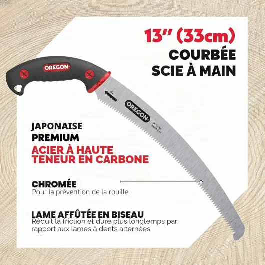 Scie à Main à Lame Courbe 13" en Acier Japonais à Haute Teneur en Carbone, Résistant à la Rouille, Fourreau de Sécurité Inclus (600136) Courbé 13 inches